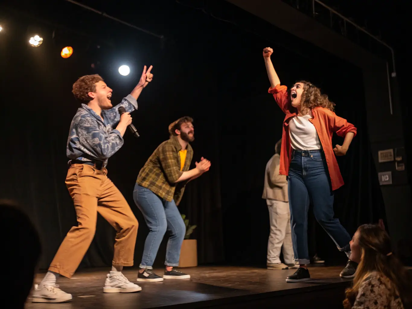 A vibrant photograph capturing a scene from one of CHAOS COMPAGNIE's multidisciplinary performances, showcasing the energy and creativity of the artists.